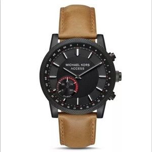 MICHAEL KORS Scout Black-Tone Leather Hybrid Smartwatch MKT4024
